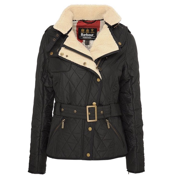 Barbour Jackets & Blazers - Barbour Belted Waxed Cotton Matlock Jacket with Faux Shearling Sherpa